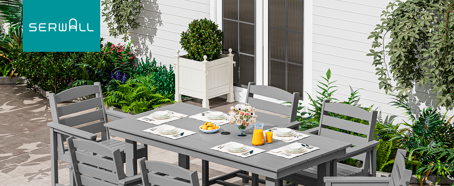 7 piece dining set gray