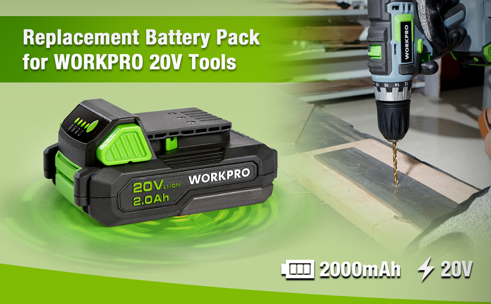 WORKPRO 20V 2.0Ah Lithium-ion Battery Pack…