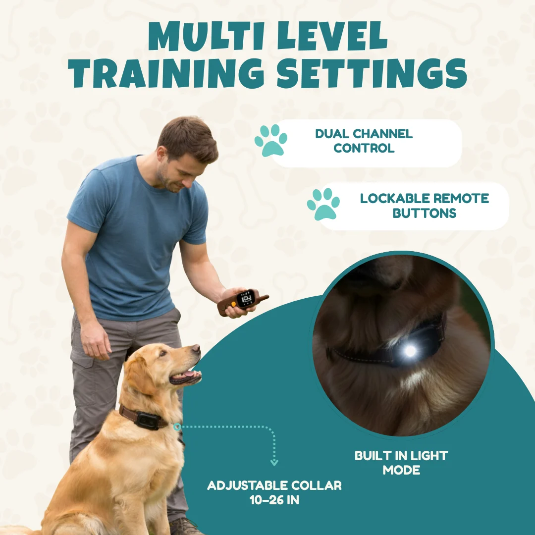 Rechargeable Dog Training Collar with Remote, 4 Modes, Water Resistant