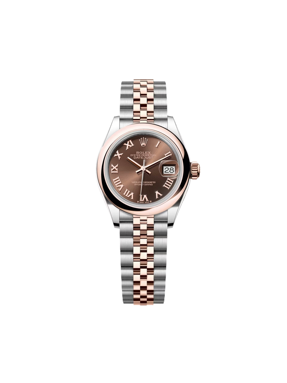 Rolex Lady-Datejust 28mm 279161 Chocolate Roman Dial, Two Tone Stainless Steel & 18K Rose Gold Oyster Bracelet Women's Watch