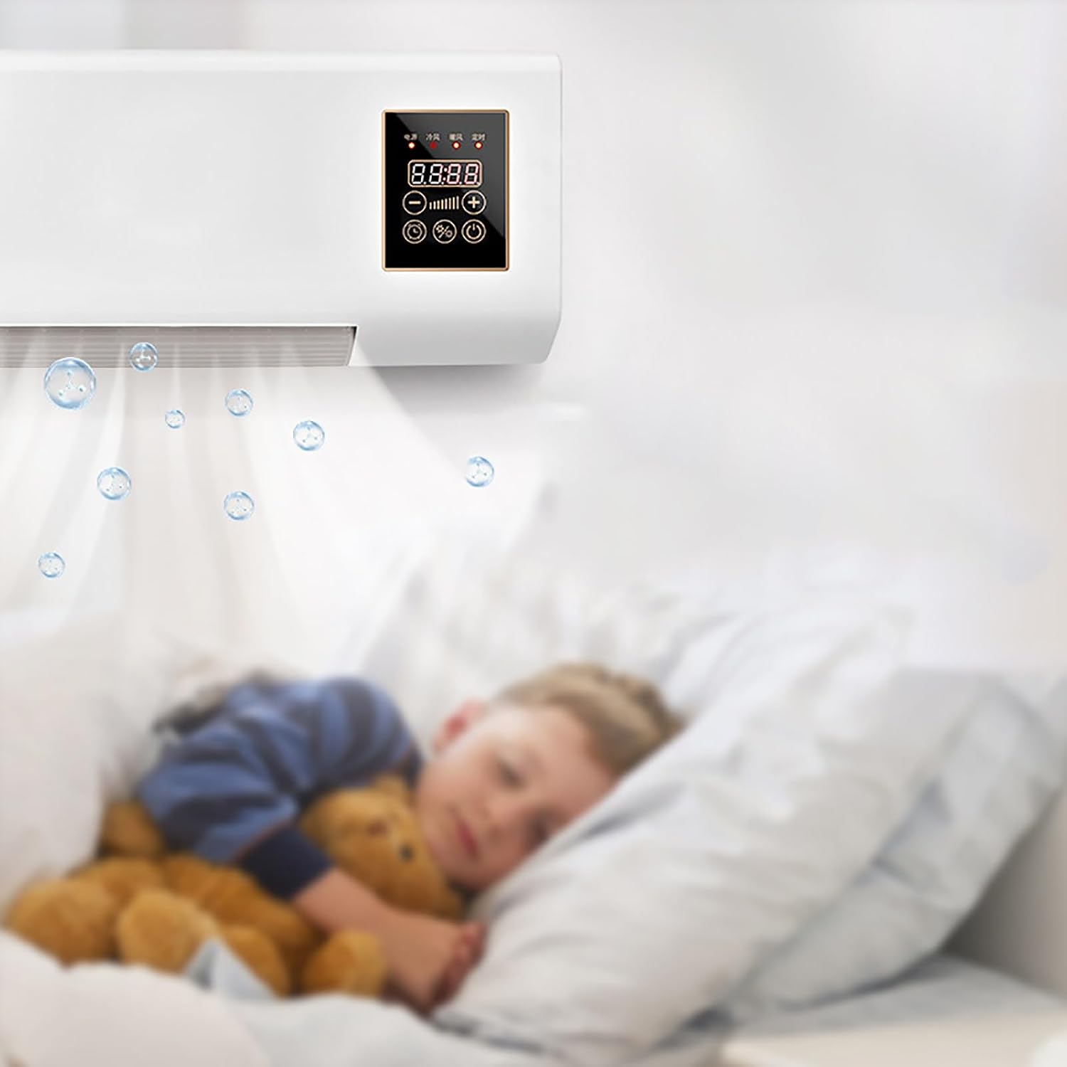 2000W Portable Air Conditioner Wall Mounted Cooling Heating AC Unit with Remote Control - Ideal for Home Office Bedroom, Intelligent Timing Feature
