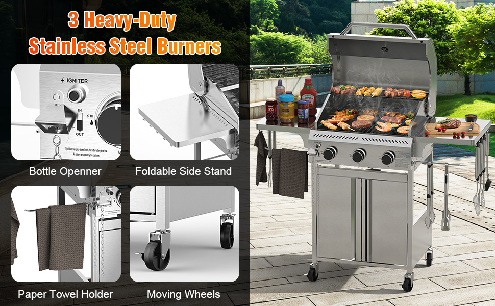 Grill with Foldable  Side Table