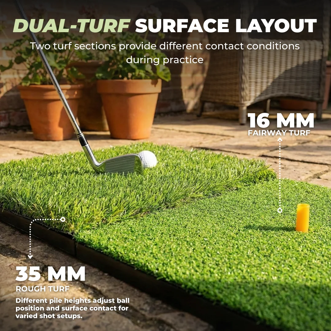 Foldable Dual-Turf Golf Practice Mat for Indoor Outdoor Home Use