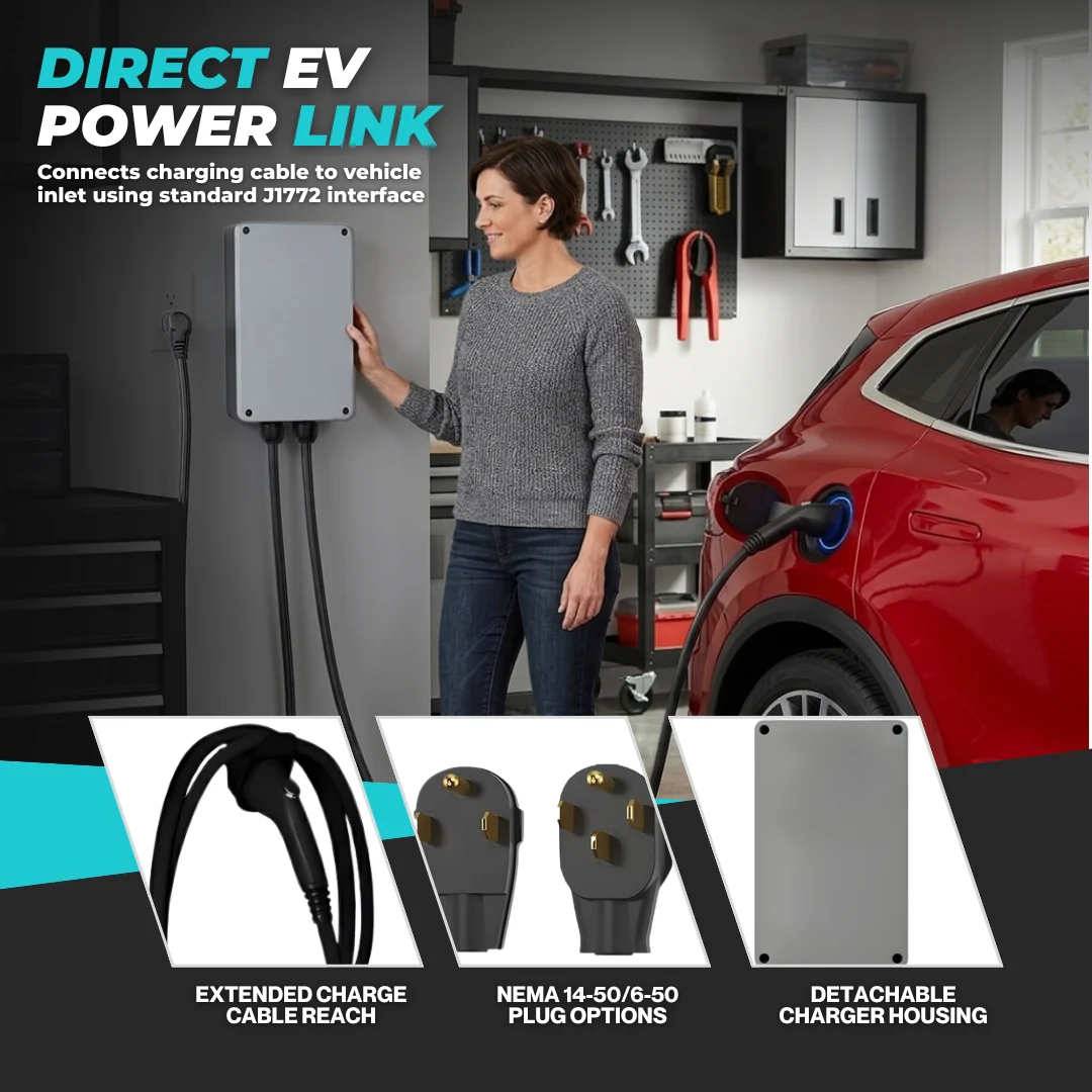 Level 2 EV Charger 240V 40A Wall Station NEMA 14-50/6-50 Plug Level 2 EV Charger 240V 40A Wall Station NEMA 14-50/6-50 Plug