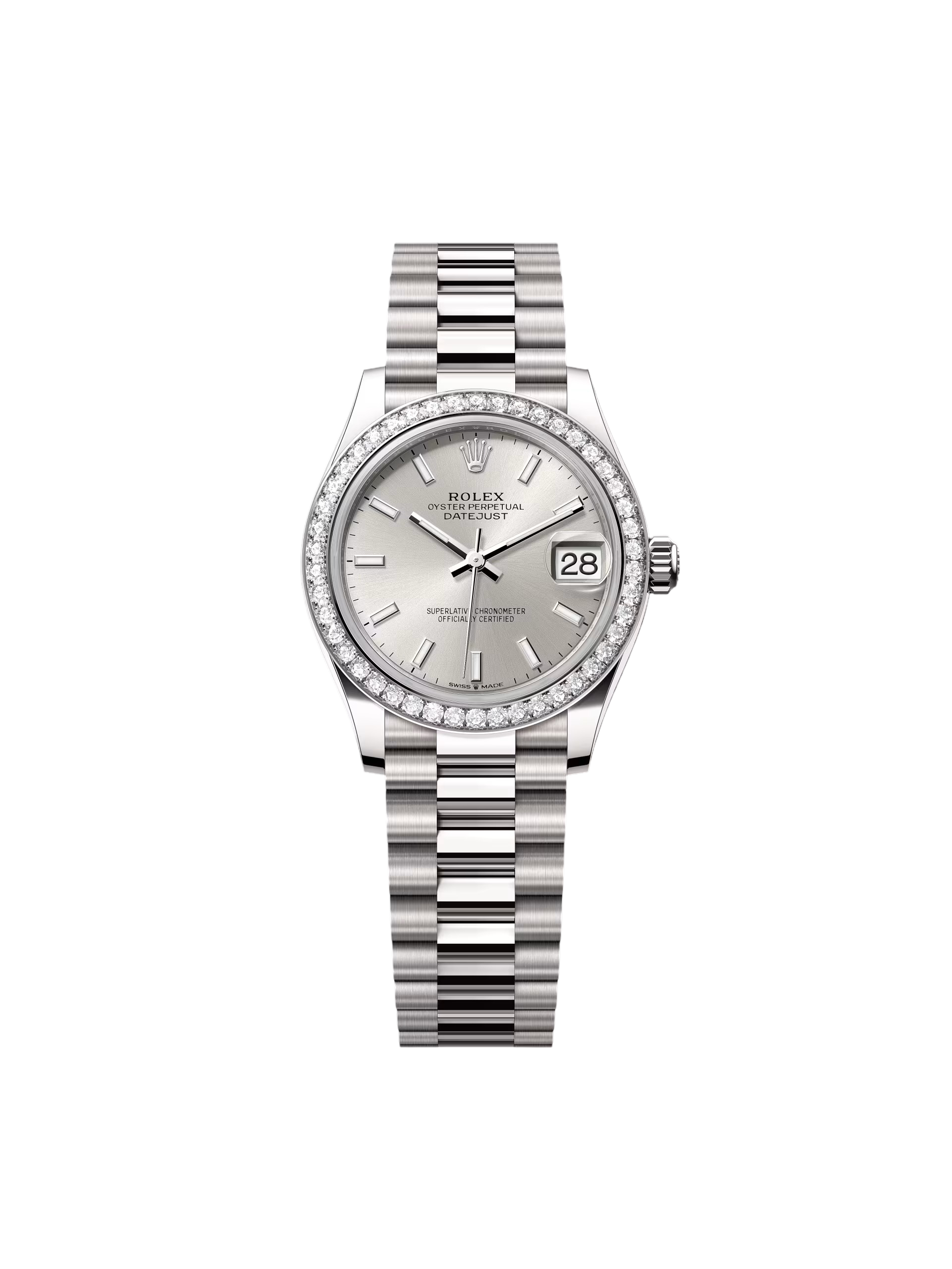 Rolex Datejust m278289RBR-0012 Silver Dial White Gold President Watch