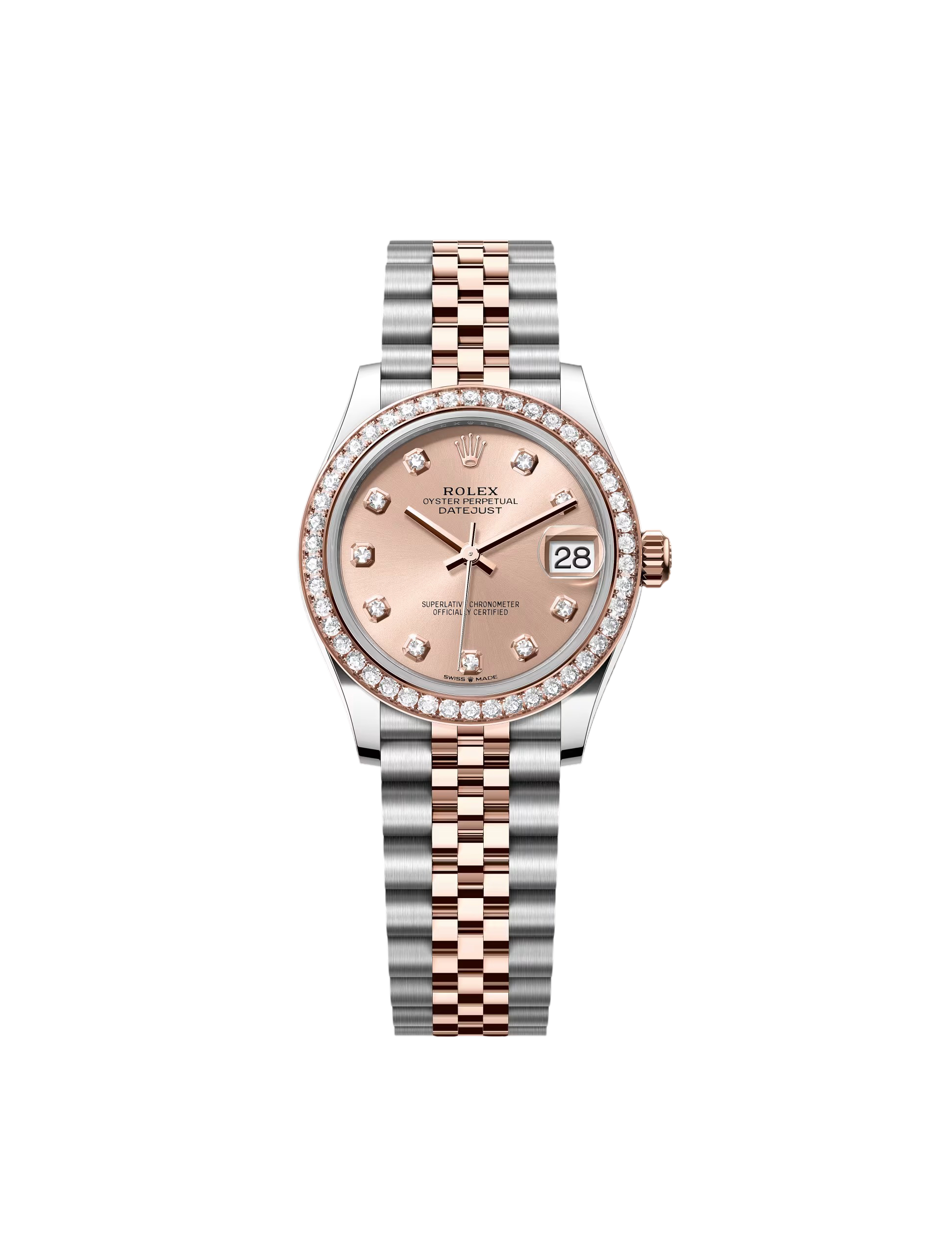 Rolex Datejust m278381-0023/0024 Rose Diamond 31mm Dial Diamond-Set Bezel and Oyster Bracelet Watch