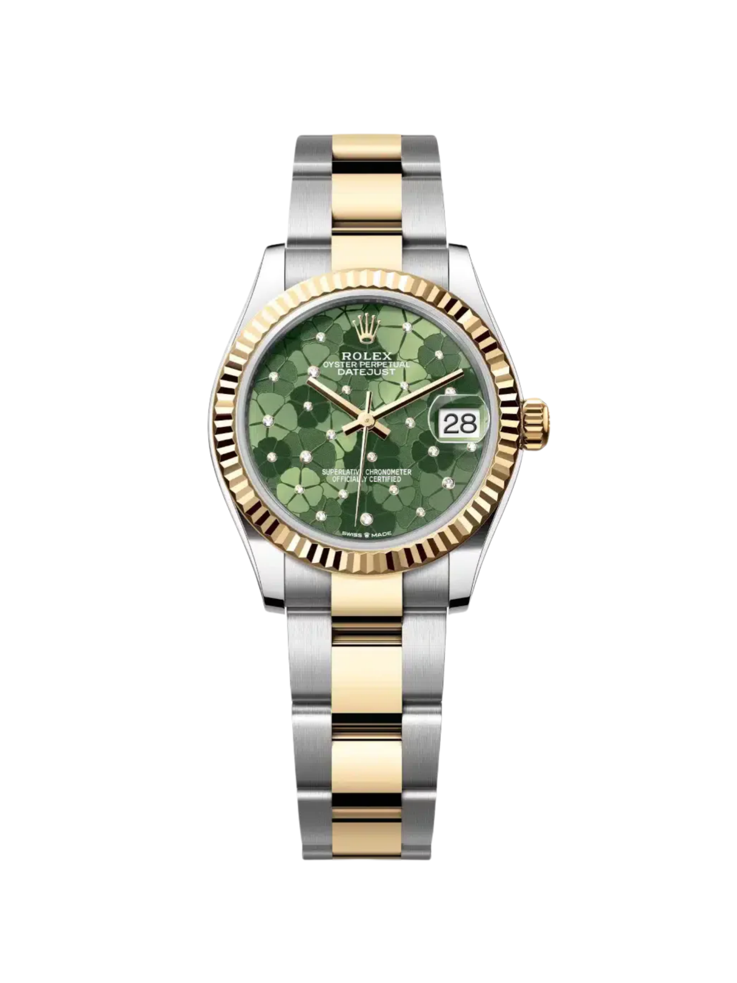 Rolex Datejust m278273-0031/0032 31mm Olive Green Floral Motif Dial Stainless Steel and Yellow Gold Oyster Watch