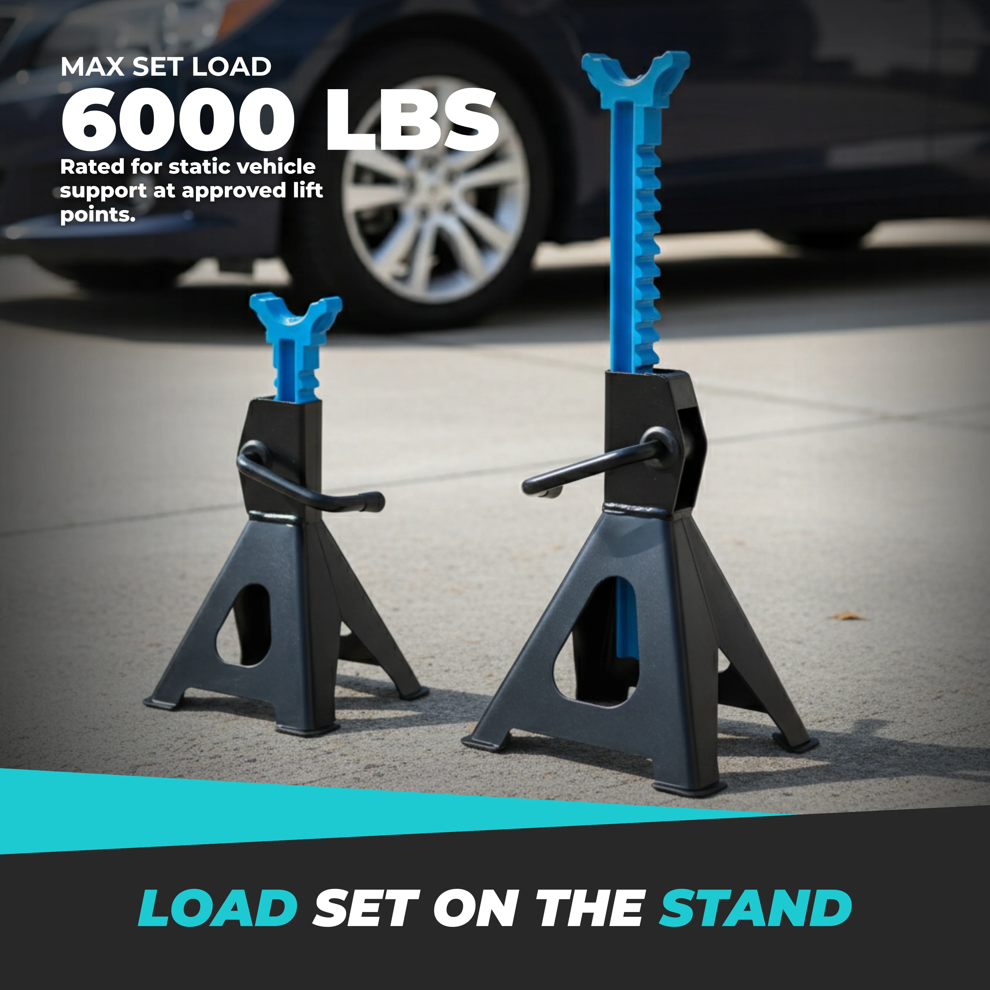 3 Ton Extra Tall Ratcheting Jack Stands, 13.39–21.06 in Pair