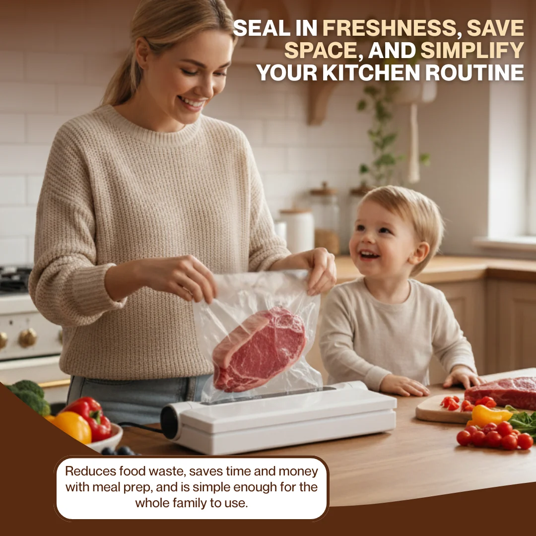 Compact Vacuum Sealer with Strong Suction & 20 Food Storage Bags Compact Vacuum Sealer with Strong Suction & 20 Food Storage Bags