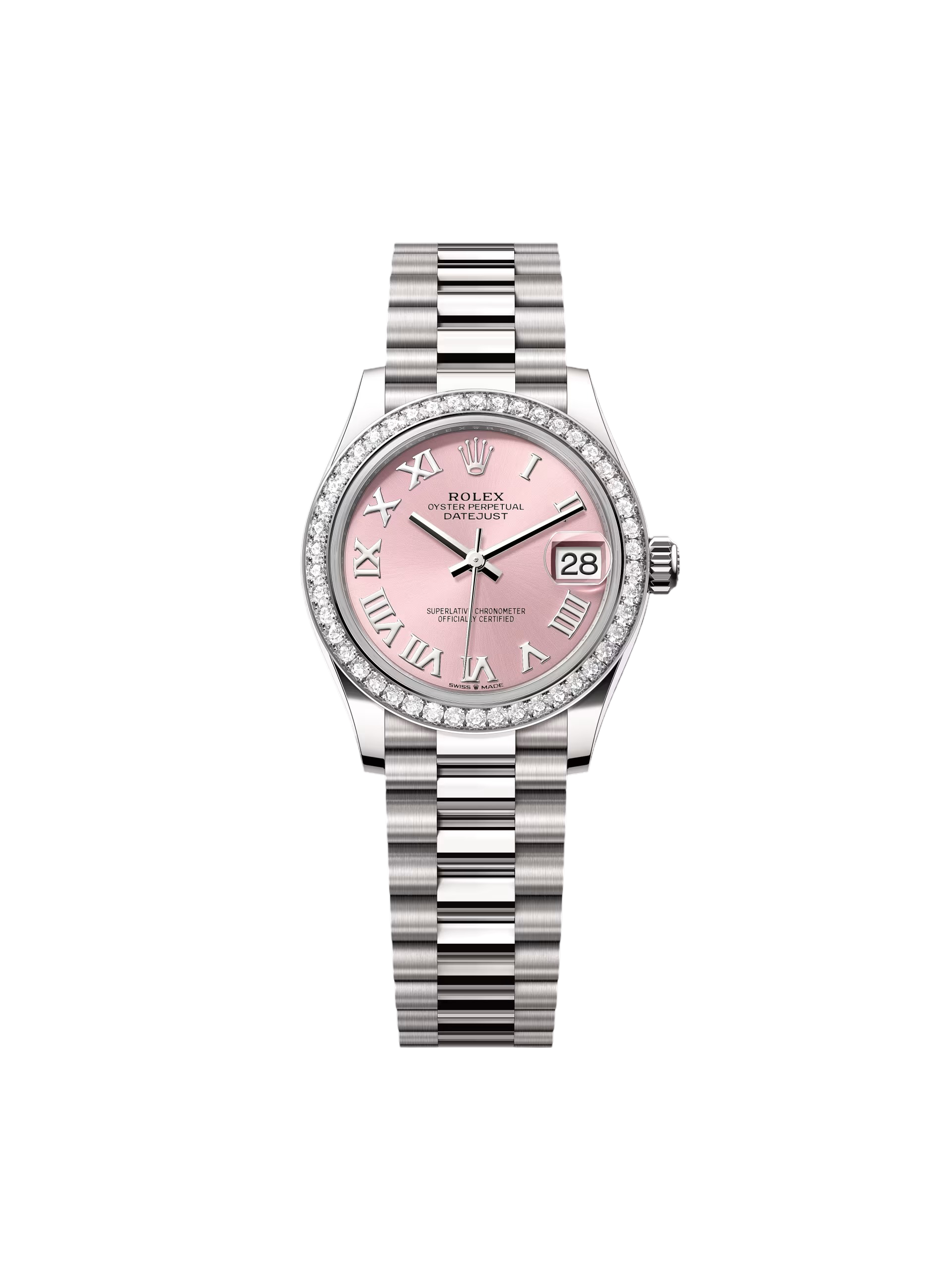 Rolex Datejust m278289RBR-0016 Pink Dial White Gold President Watch