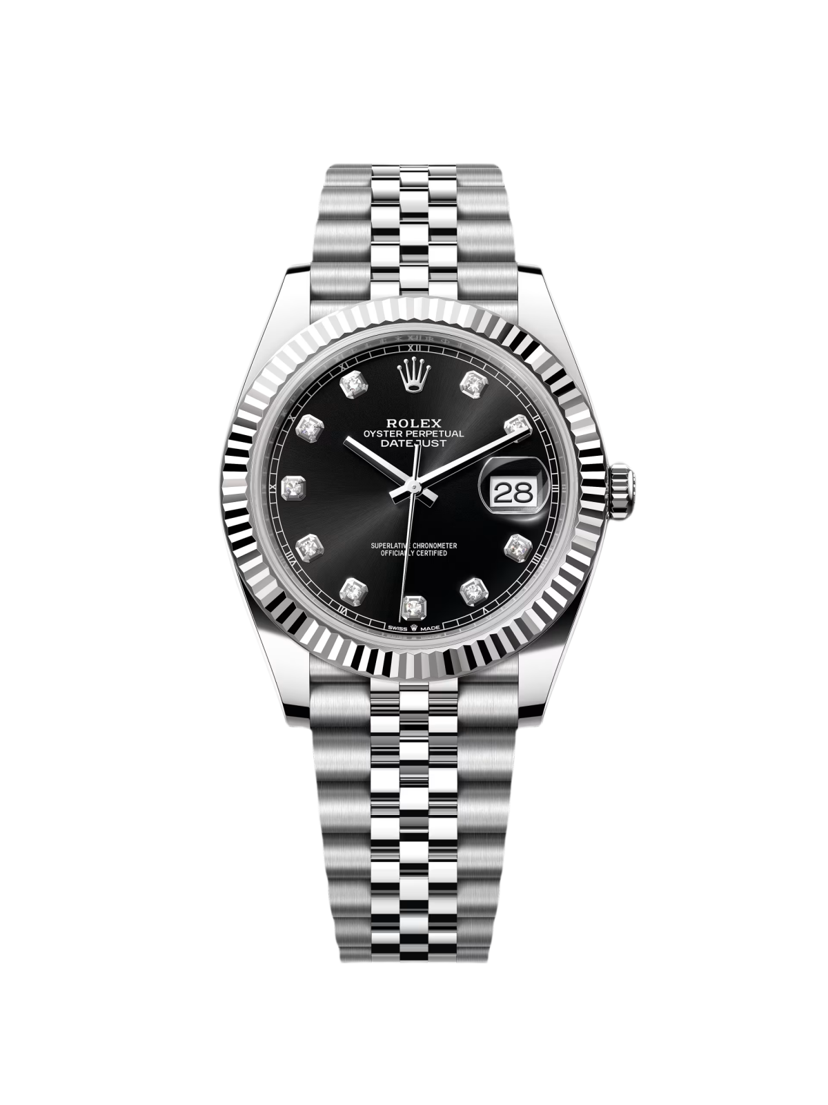 Rolex Datejust 41mm 126334 Black Diamond Oyster Stainless Steel Mens Watch
