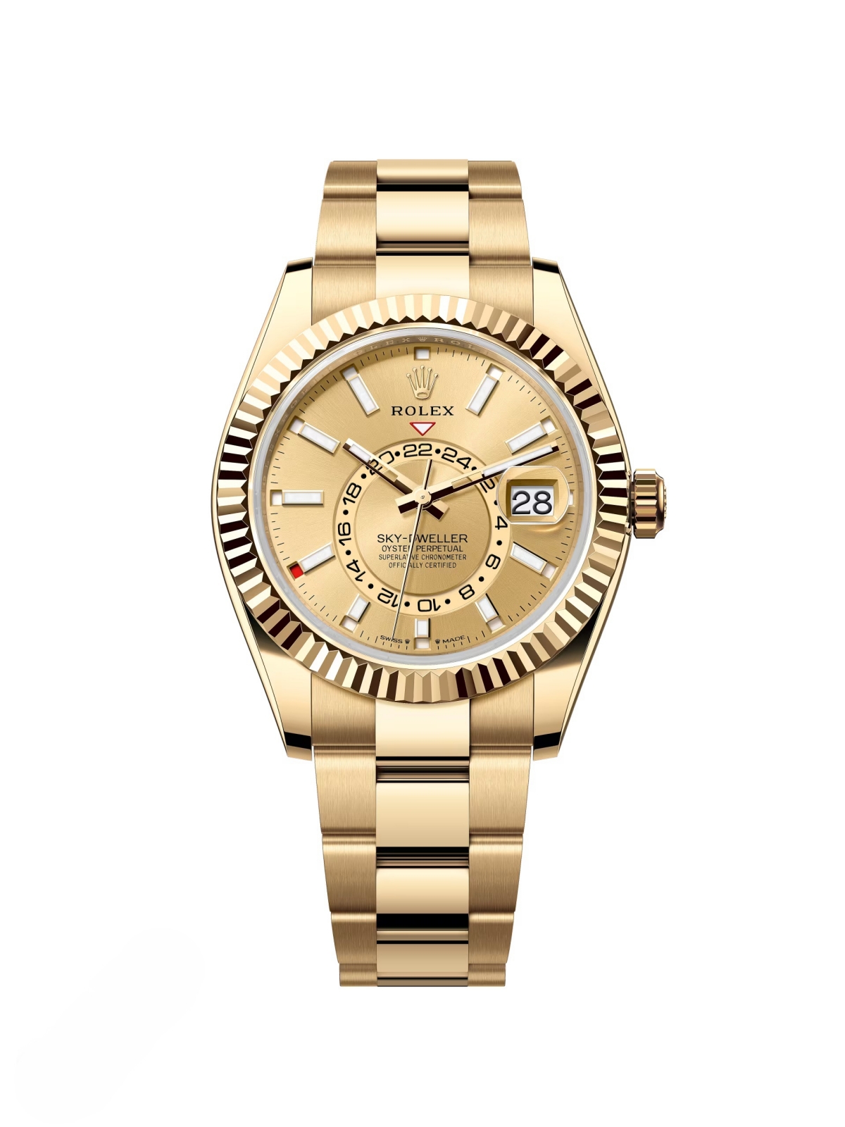 Rolex Sky-Dweller 42mm 336938-0001/0004 Yellow Gold Champagne Dial Jubilee