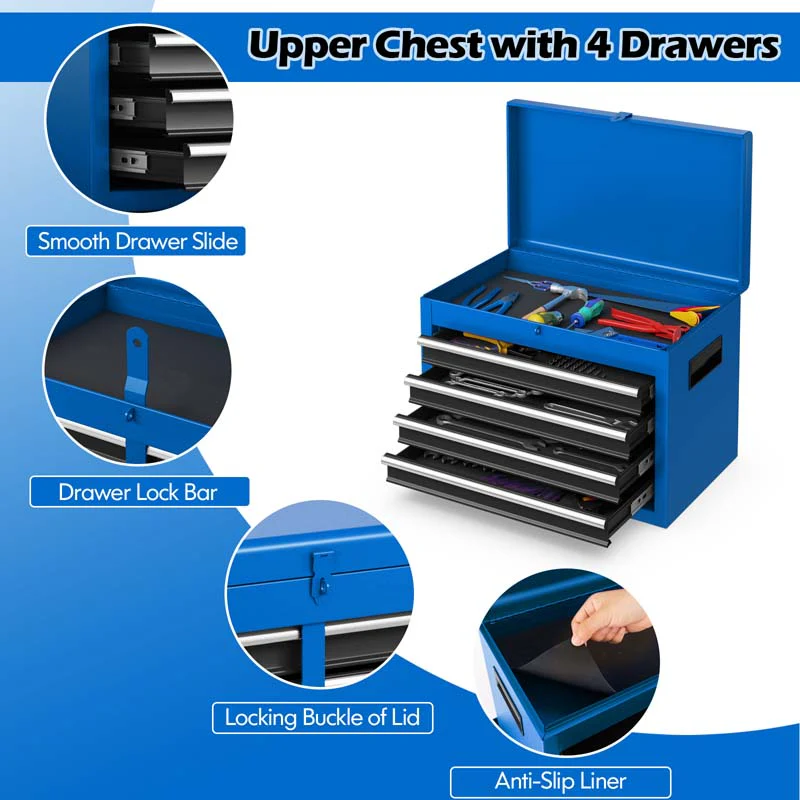 Eletriclife 2-in-1 Rolling Tool Chest with 5 Sliding Lockable Drawers