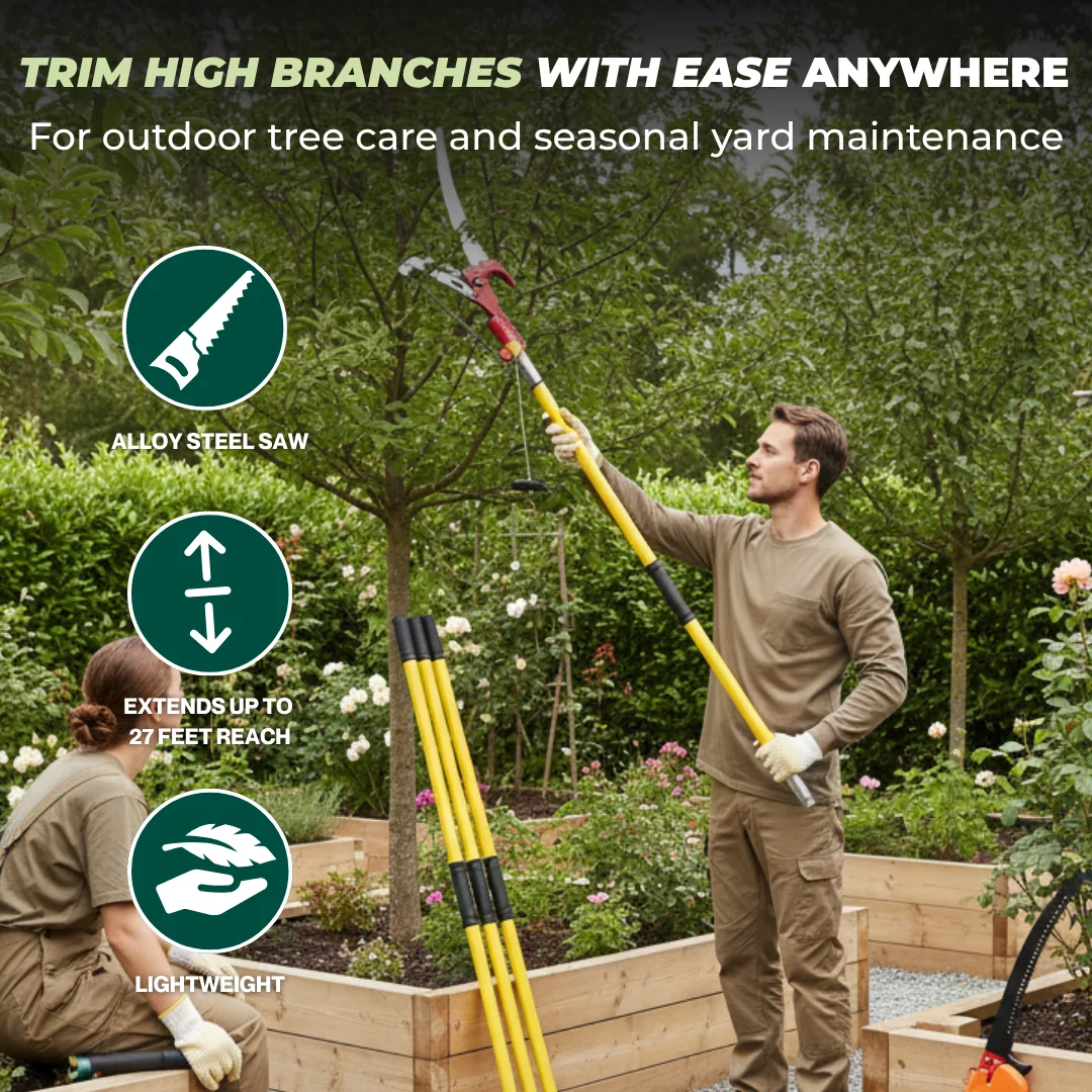 Extendable Tree Pole Saw and Pruner for High Branch Trimming Extendable Tree Pole Saw and Pruner for High Branch Trimming