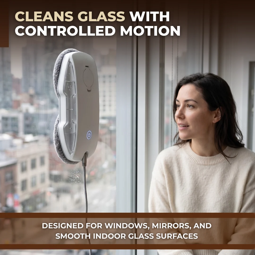 Robot Window Cleaner with 3800Pa Suction, Auto Spray, Edge Detection