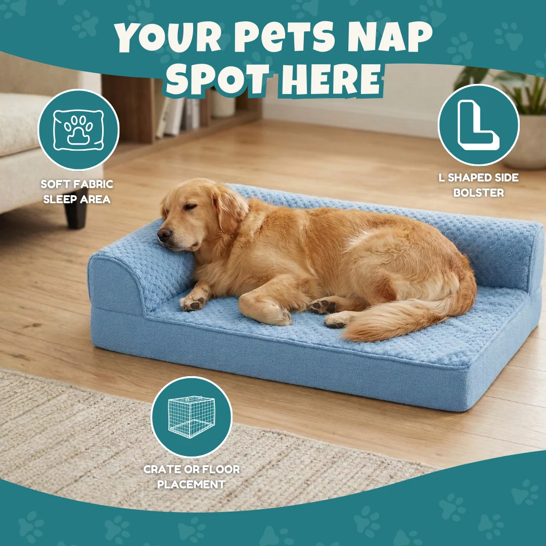 Memory Foam Pet Bed with L-Shaped Bolster and Removable Cover Memory Foam Pet Bed with L-Shaped Bolster and Removable Cover
