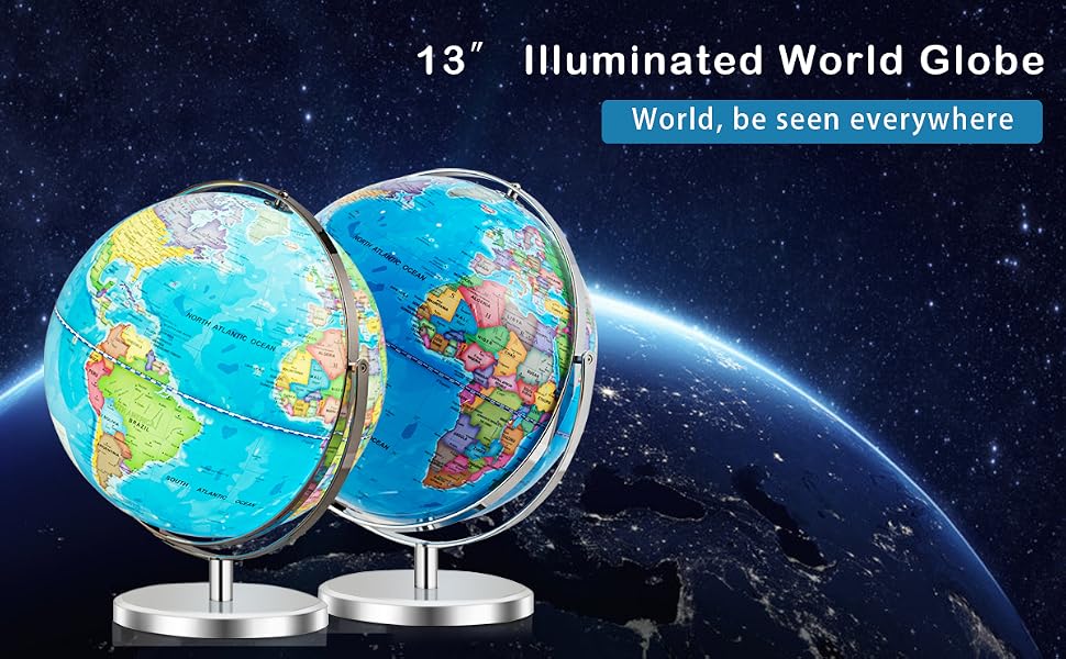 13¡± Illuminated World Globe