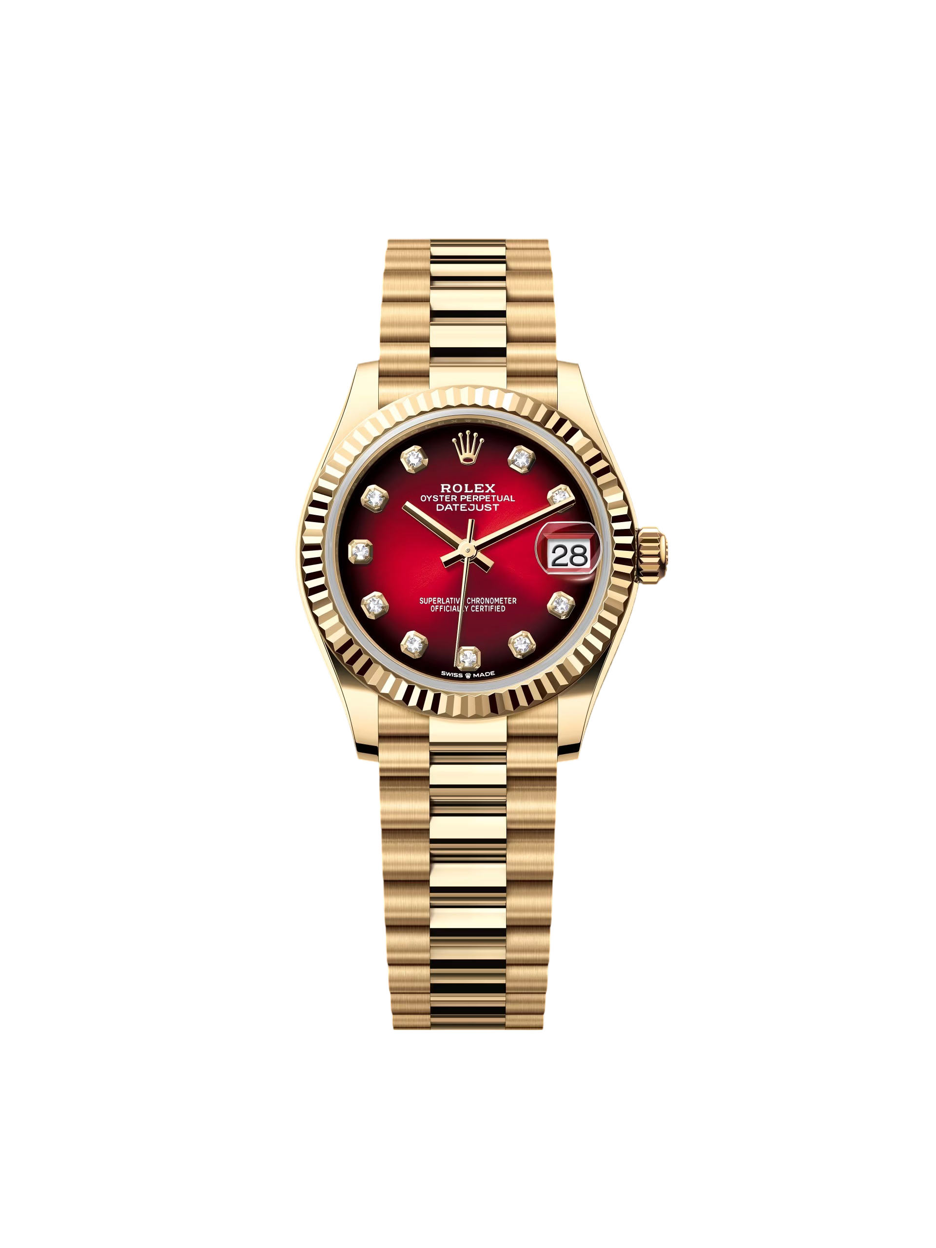 Rolex Datejust m278278-0049 31mm Red Ombre Dial 18k Yellow Gold