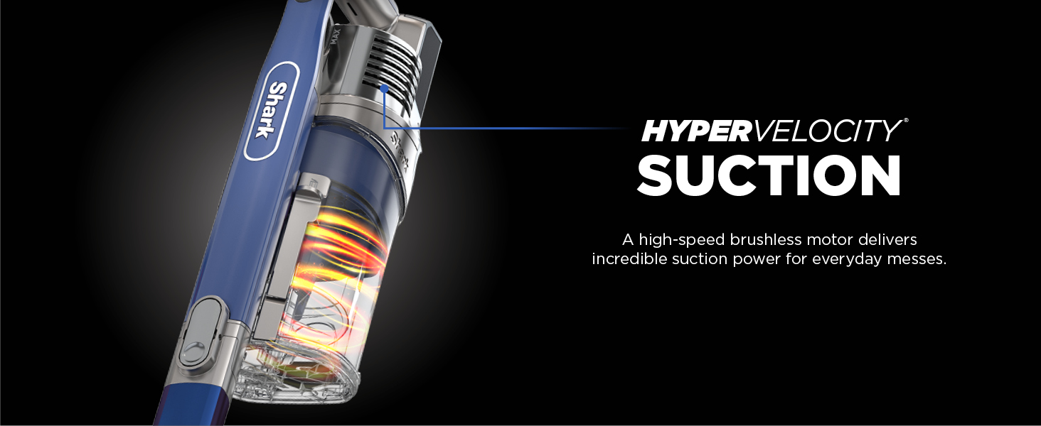 A high-speed brushless motor delivers incredible suction power for everyday messes.