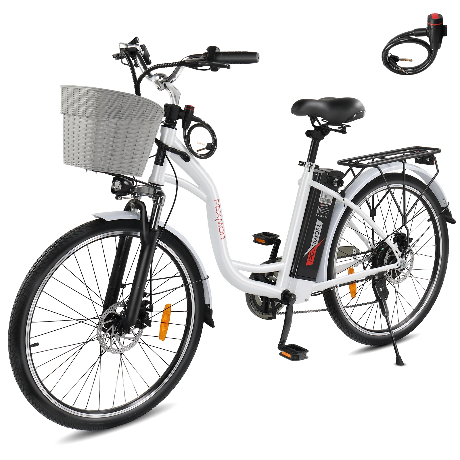 PEXMOR Electric Bike for Adults 350W (Peak 500W) City Commuter Ebike 36V 12.5AH Removable Battery 26