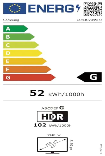 Samsung Crystal UHD 4K U7099F 43 Zoll (108 cm) LED Fernseher, Crystal Prozessor 4K, MetalStream Design, SmartThings, Knox Security, Gaming Hub, AI Upscaling, Kostenlose Inhalte, Smart AI TV
