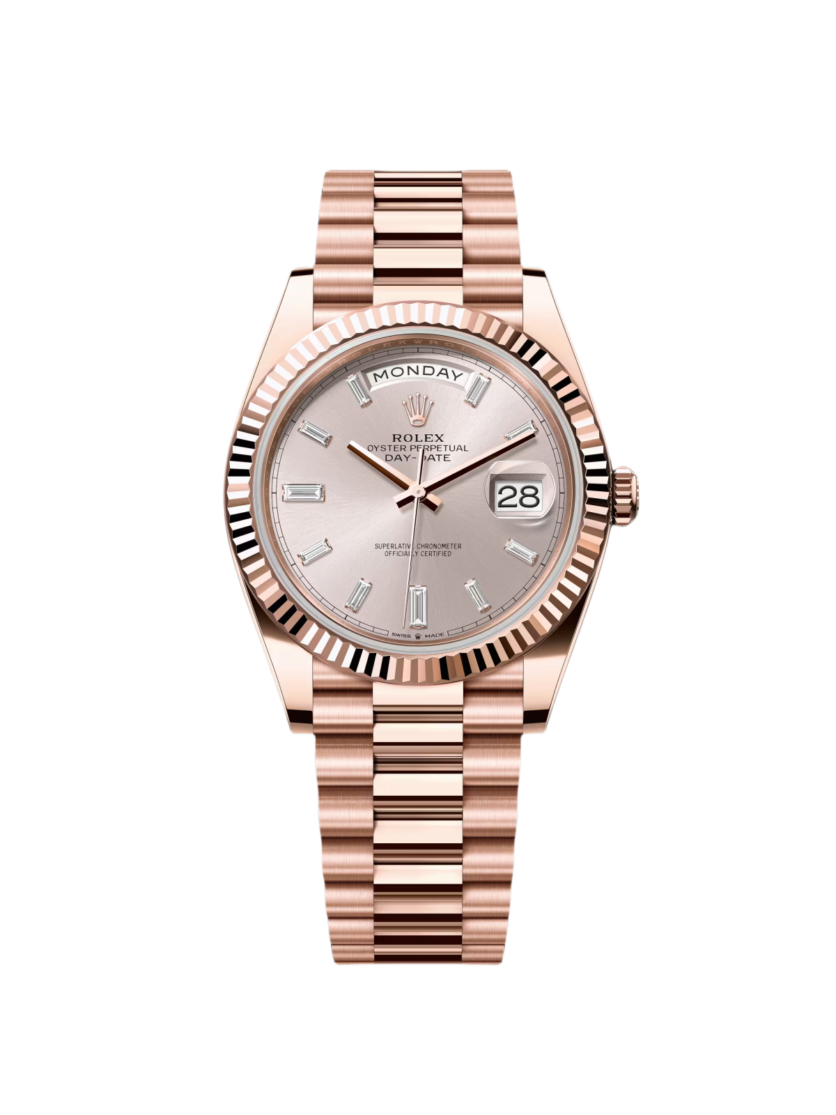 Rolex Day-Date "President" 40mm Everose Gold Sundust Diamond Baguette Dial - 228235