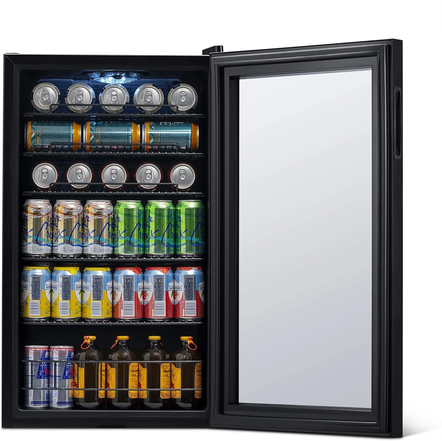 Beverage Refrigerator Cooler | 126 Cans Free Standing with Right Hinge Glass Door | Mini Fridge Beverage Organizer Perfect For Beer, Wine, Soda, And Cooler Drinks