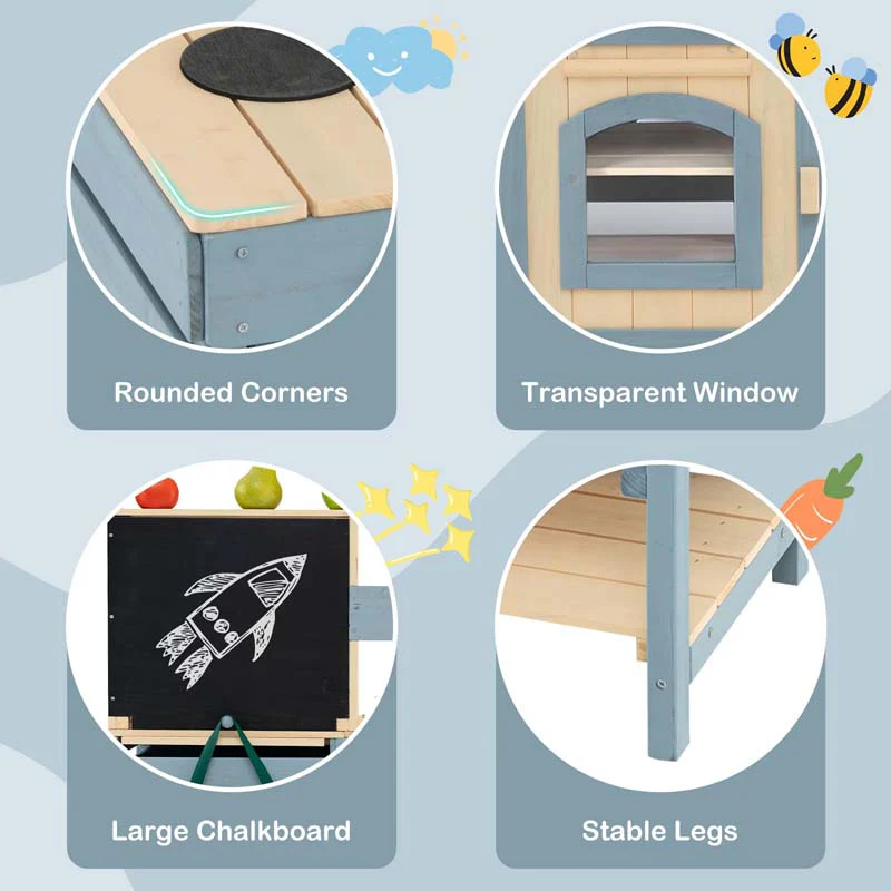 Eletriclife 2-In-1 Outdoor Mud Kitchen with Faucet and Extra Chalkboard