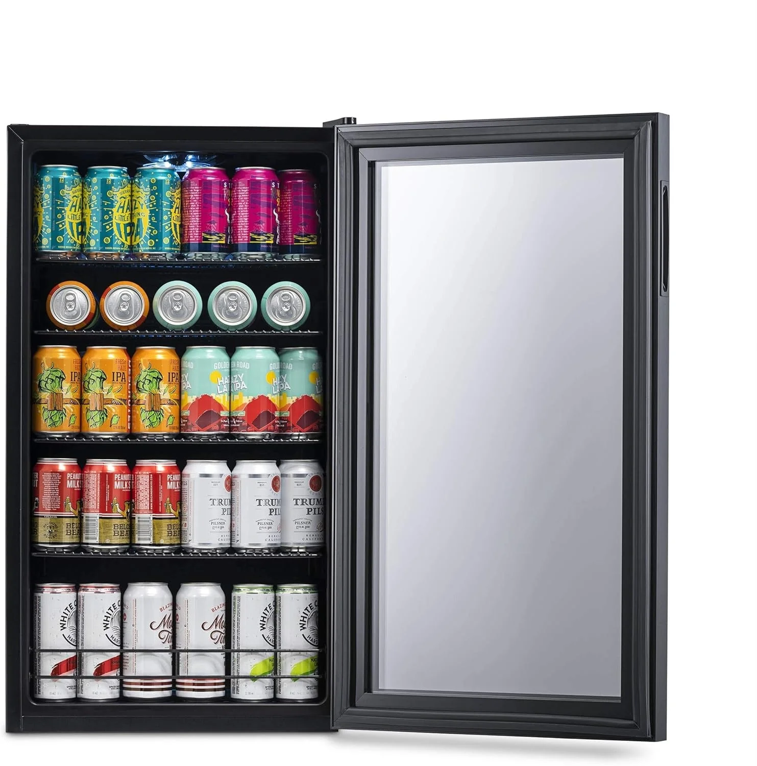 Beverage Refrigerator Cooler | 126 Cans Free Standing with Right Hinge Glass Door | Mini Fridge Beverage Organizer Perfect For Beer, Wine, Soda, And Cooler Drinks
