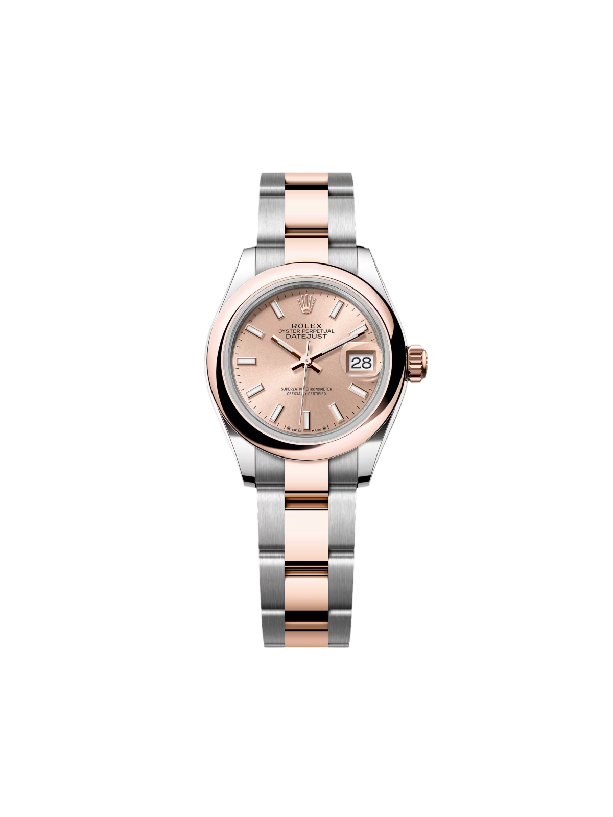 Rolex Lady-Datejust 28mm 279161 Rose Stick Dial, Two Tone Stainless Steel & 18K Rose Gold Oyster Bracelet Women's Watch