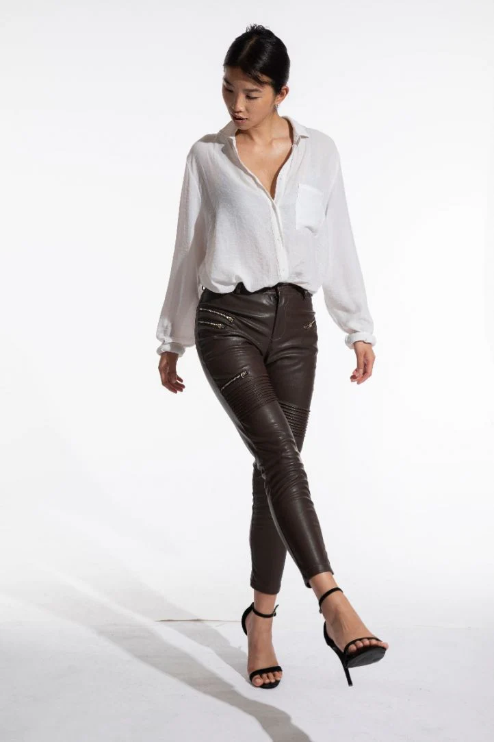 Brielle Faux Leather Slim Pants