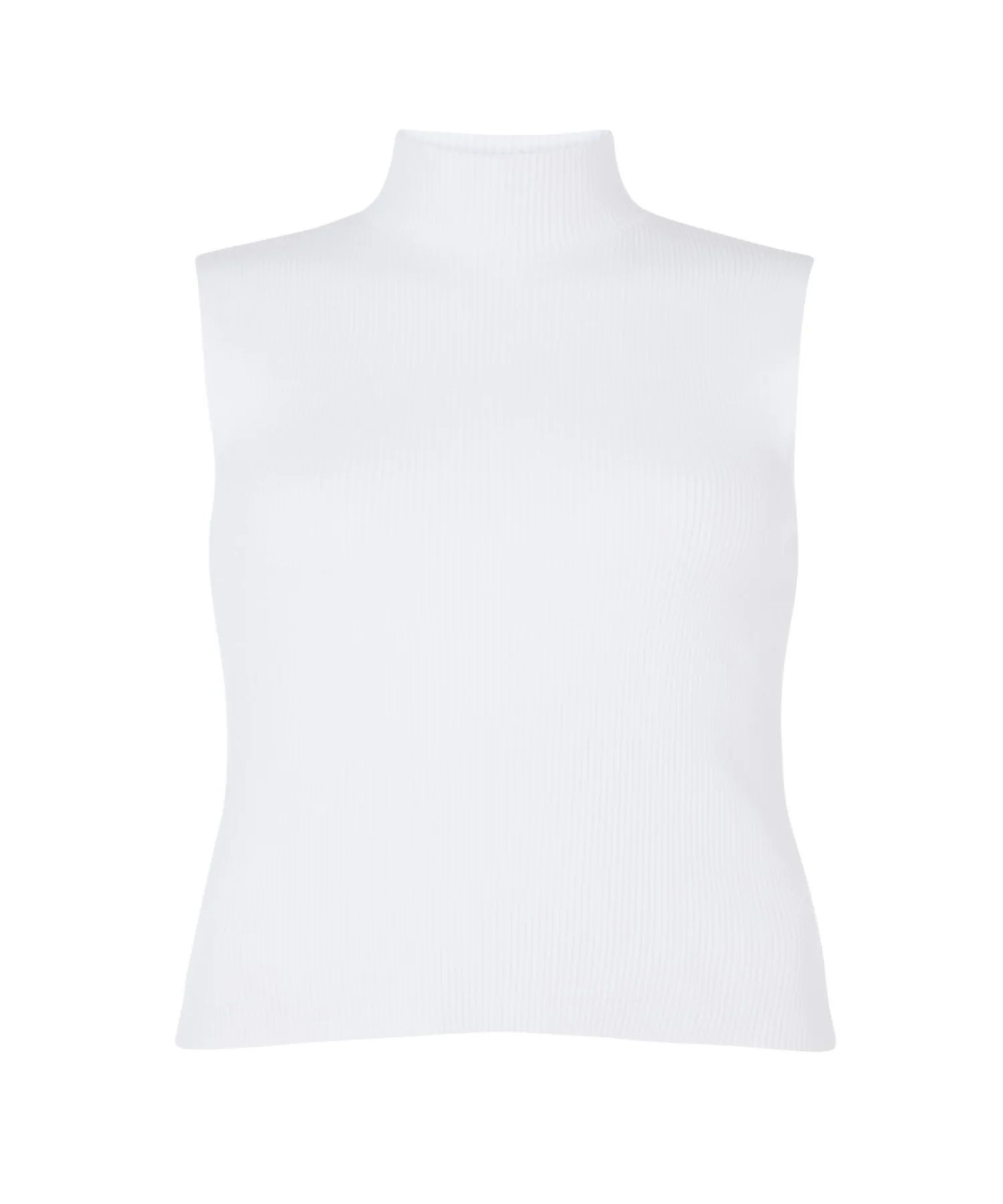 White sleeveless turtleneck