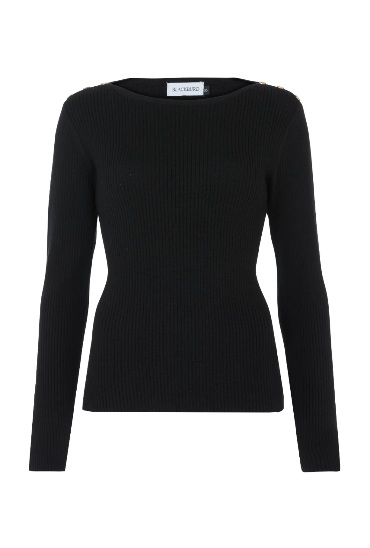 Sharon - Shoulder button ribbed top