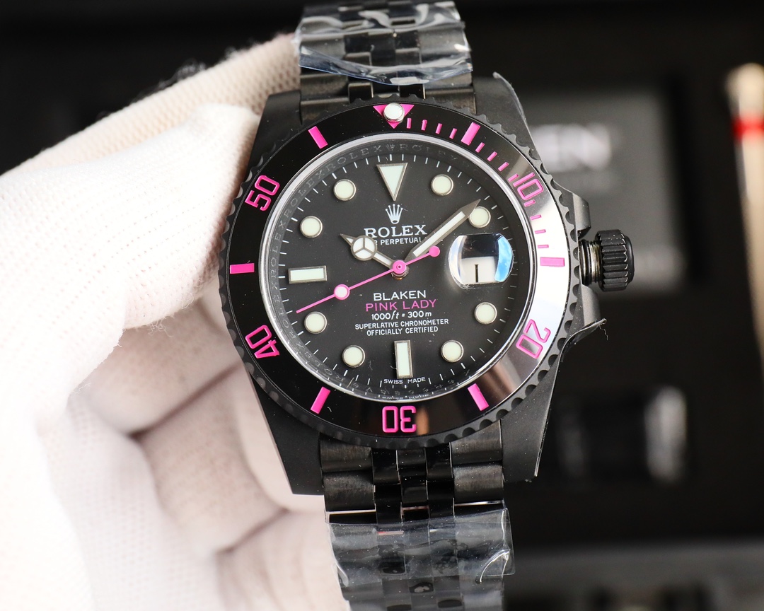 Rolex Dark Legend Submariner - DLC Black Finish - 40MM - Rose Red - Imitation-watches