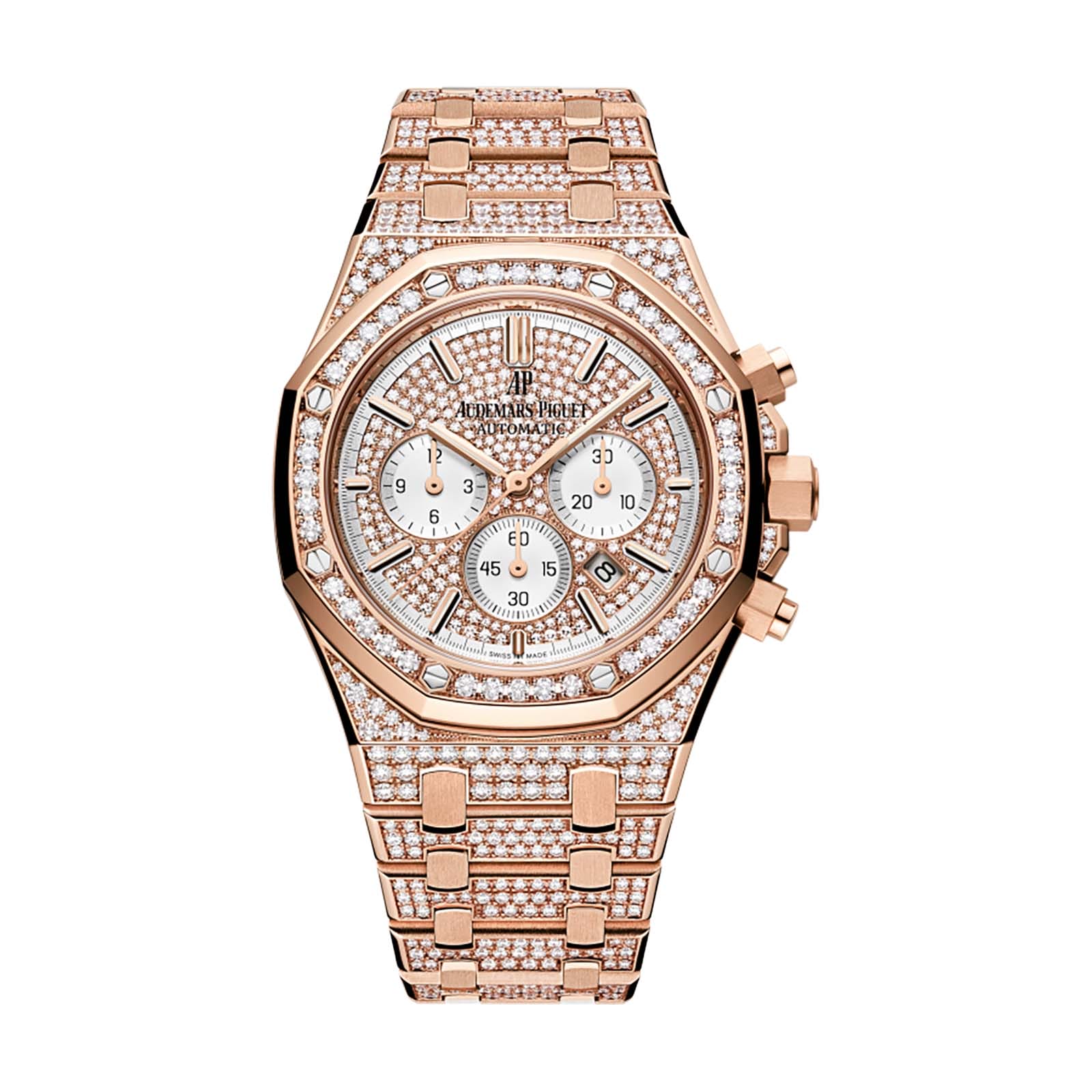 Audemars Piguet replica 26322OR.ZZ.1222OR.01 Royal Oak Chronograph 41mm Diamond Pave Index Rose Gold Diamond Set - Imitation-watches