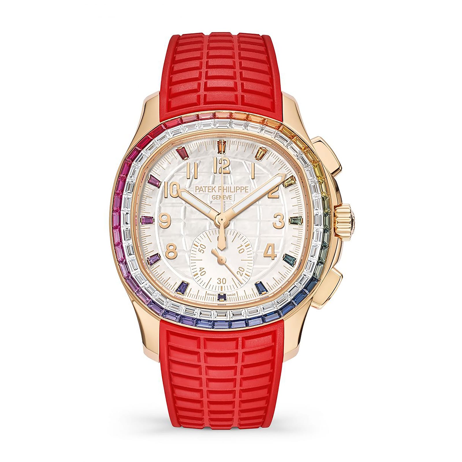 Fake Patek Philippe Replica Watch Aquanaut Luce Rainbow Chronograph Rose Gold Diamond/Gems Mother of Pearl Sapphire 7968/300R-001 - Imitation-watches