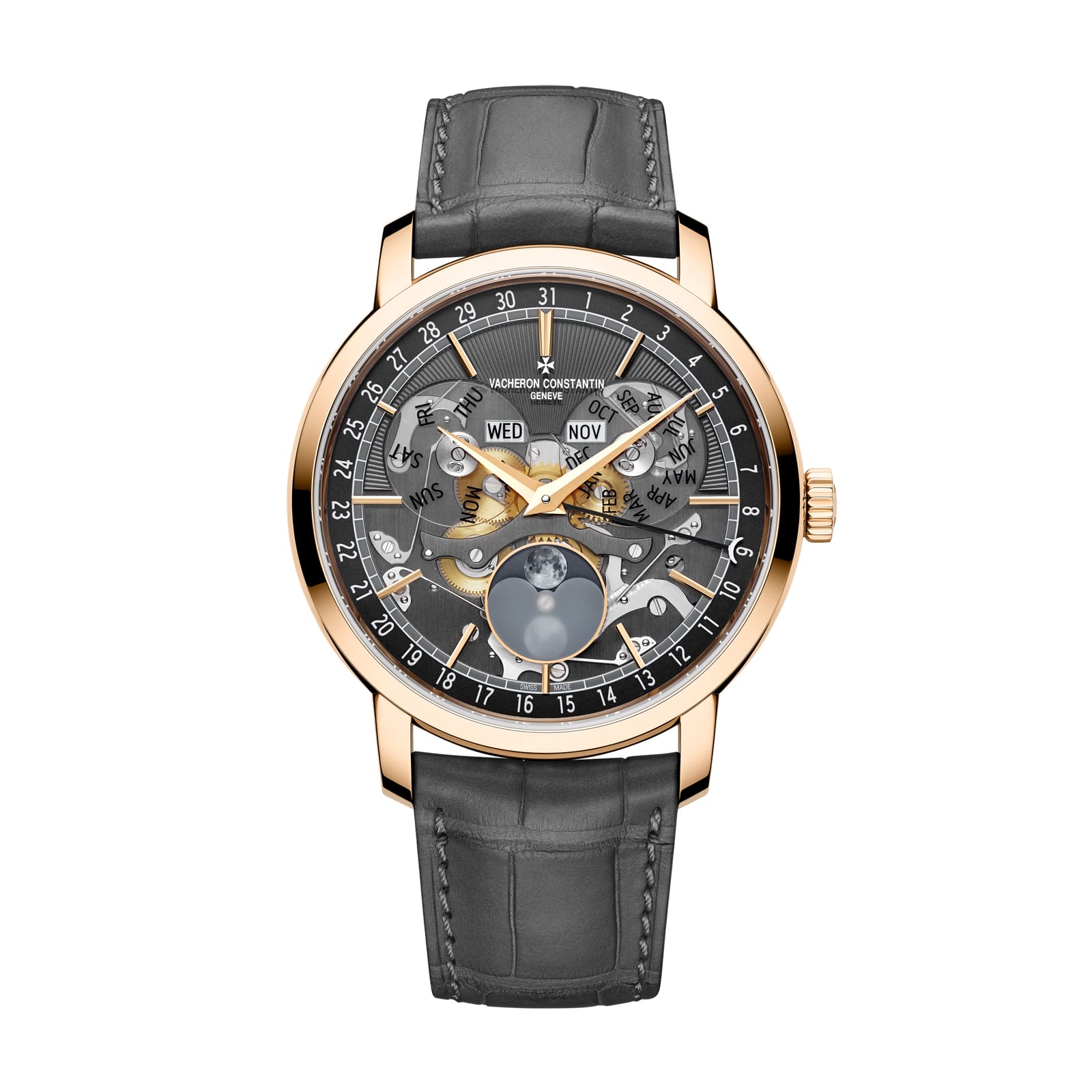 Replica Watches Fake Vacheron Constantin Traditionnelle complete calendar openface 41 MM PINK GOLD - Imitation-watches