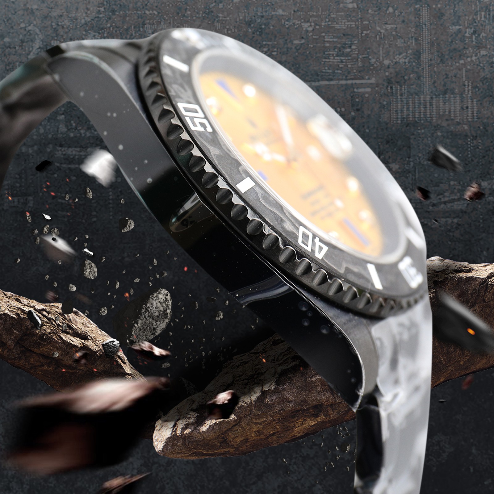 ROLEX Rolex Customized Submariner-Diamond Dial-Carbon Fiber Bezel-Black Gold - Imitation-watches