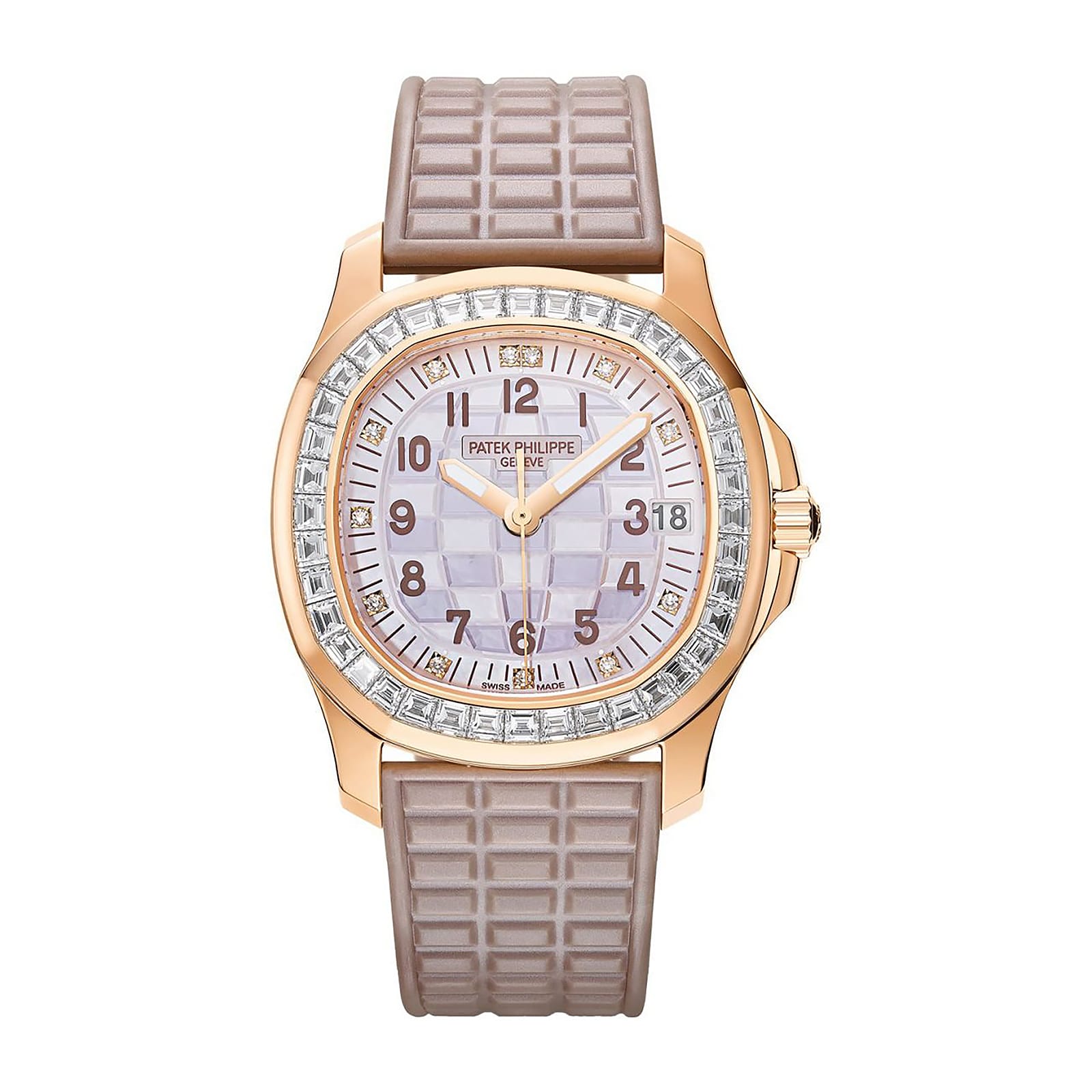 Fake Patek Philippe Replica Watch Aquanaut Luce Haute Joaillerie Rose Gold Diamonds Mother of Pearl Beige Diamond Dial 5072R-001 TC - Imitation-watches