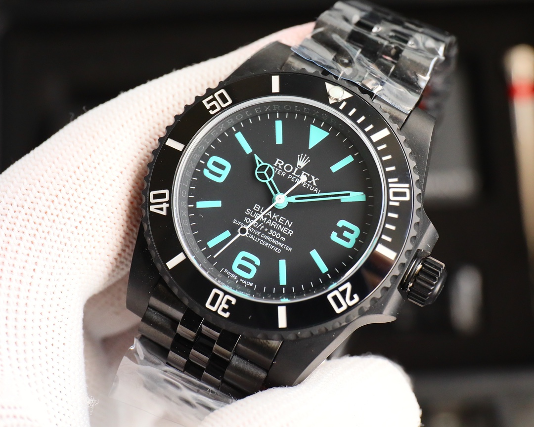 Rolex Dark Legend Submariner - DLC Black Finish - 40MM - Cyan - Imitation-watches