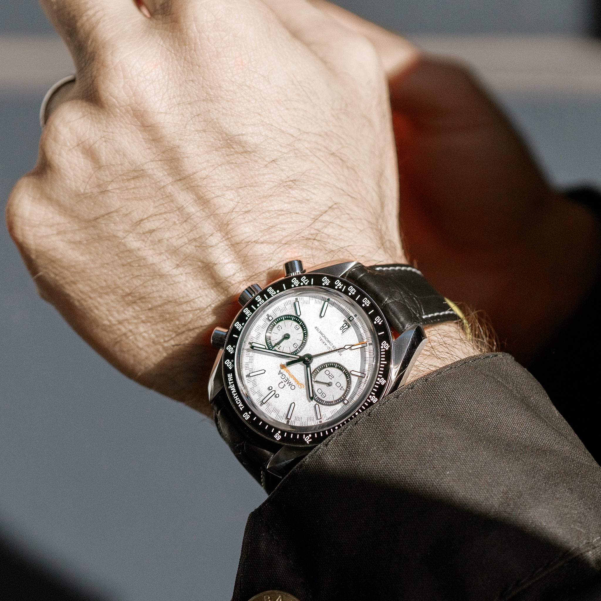Speedmaster Racing Co-Axial Master Chronometer Chronograph 44.25mm White Dial On Strap - Imitation-watches