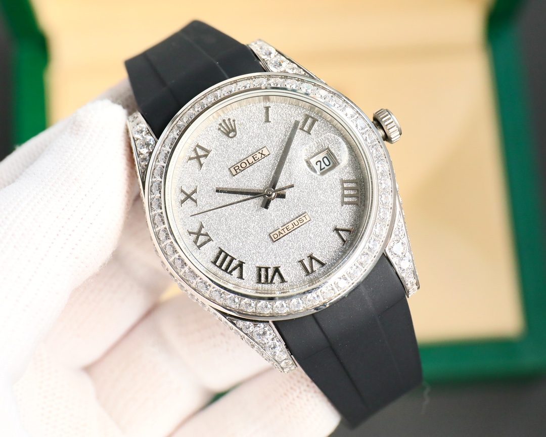 Rolex Logbook Full Luxury Style - Brilliant Roman Dial - 18k Nano-Technology 41MM - White - Imitation-watches