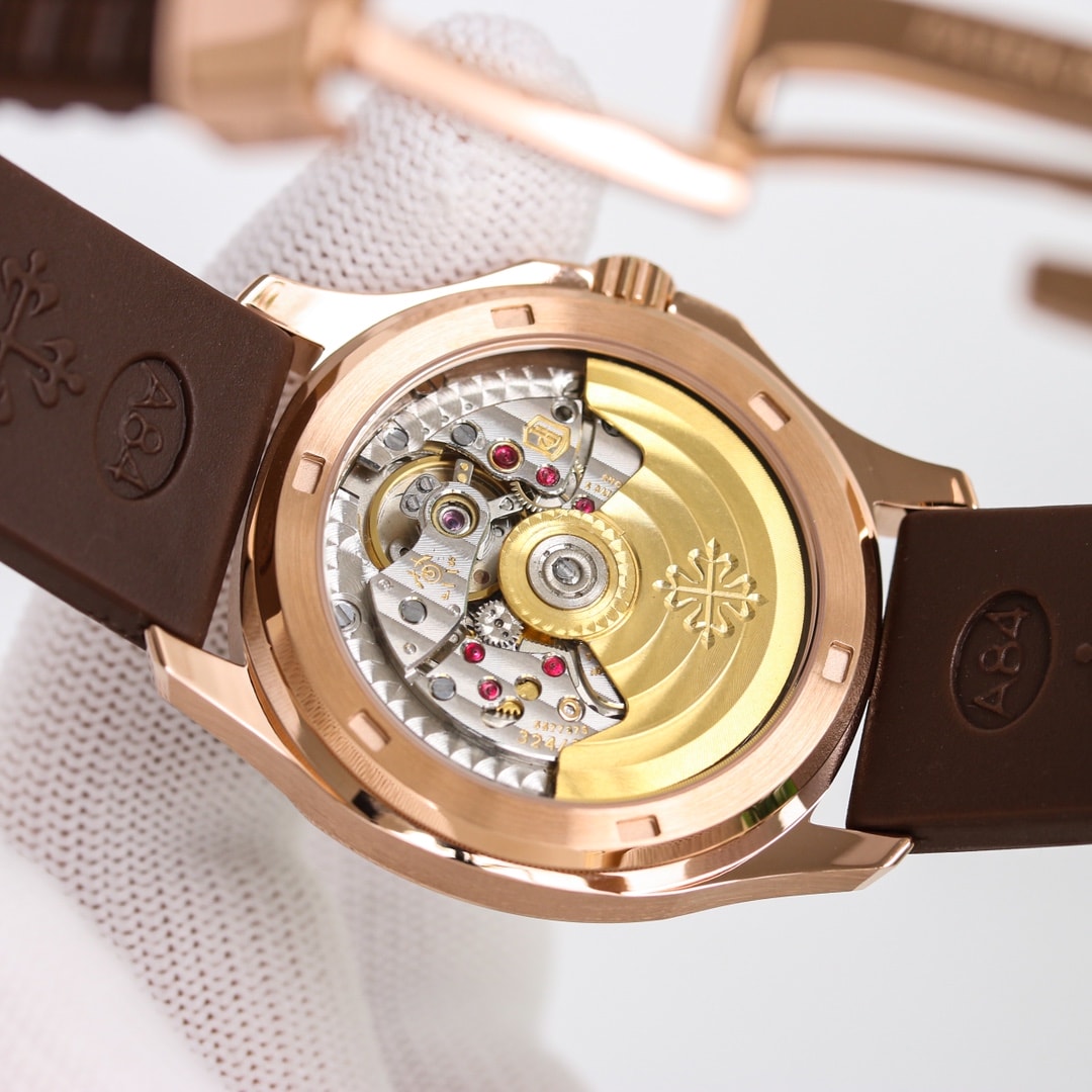 Fake Patek Philippe Replica Watch Aquanaut Ladies Embossed Brown Arabic Diamond Bezel Rose Gold Composite 35.6mm 5068R-001 TWF - Imitation-watches