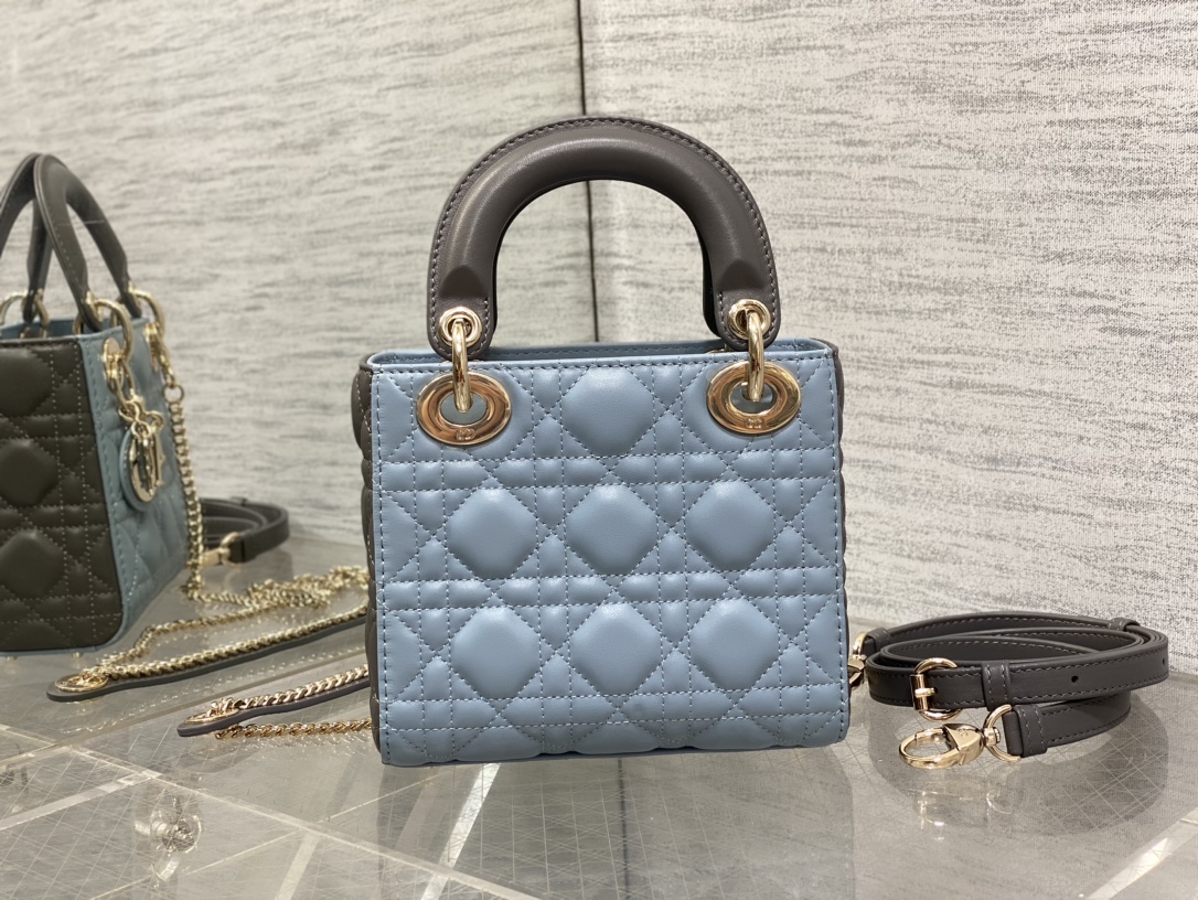 Mini & Small Lady Dior Two Tone  - Grey & Blue - Replica Luxury Bags™