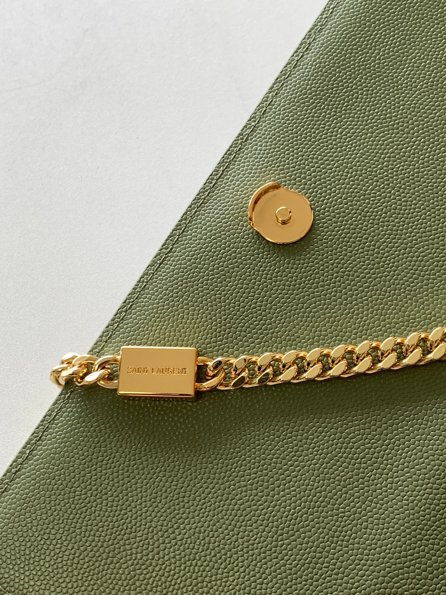 YSL Kate Small & Medium Chain  in Green Leather Gold-Toned Hardware - Replica Luxury Bags™