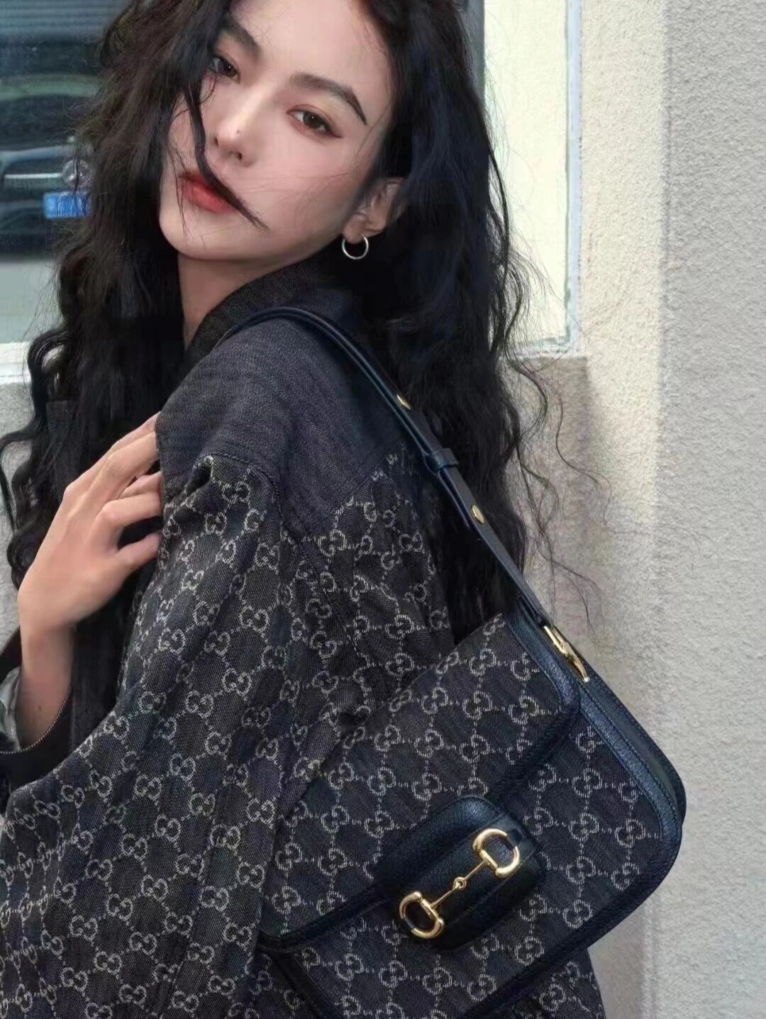 Gucci GG Black Denim 1955 Horsebit - Replica Luxury Bags™