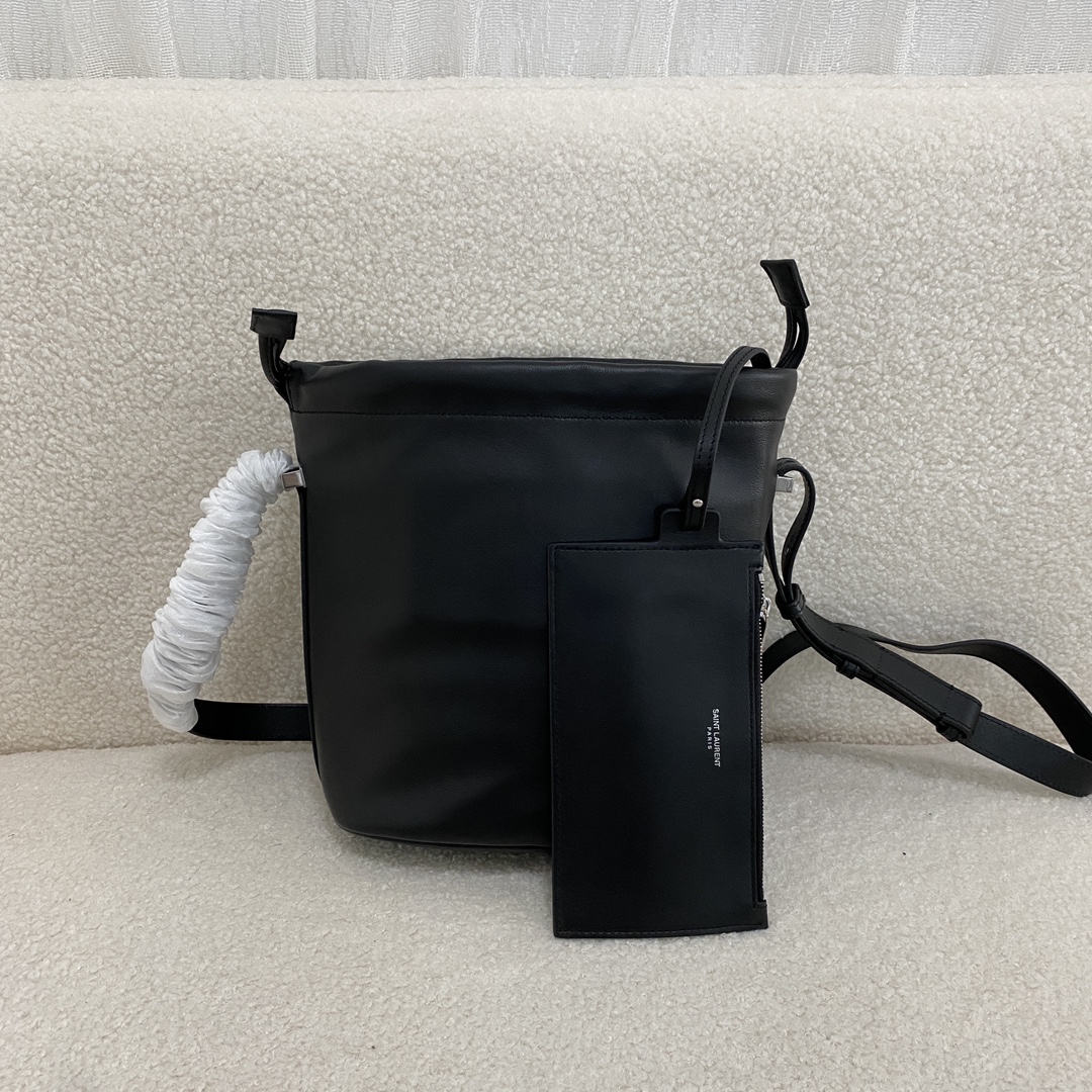 YSL RIVE GAUCHE Leather Debossed Logo Bucket - Replica Luxury Bags™