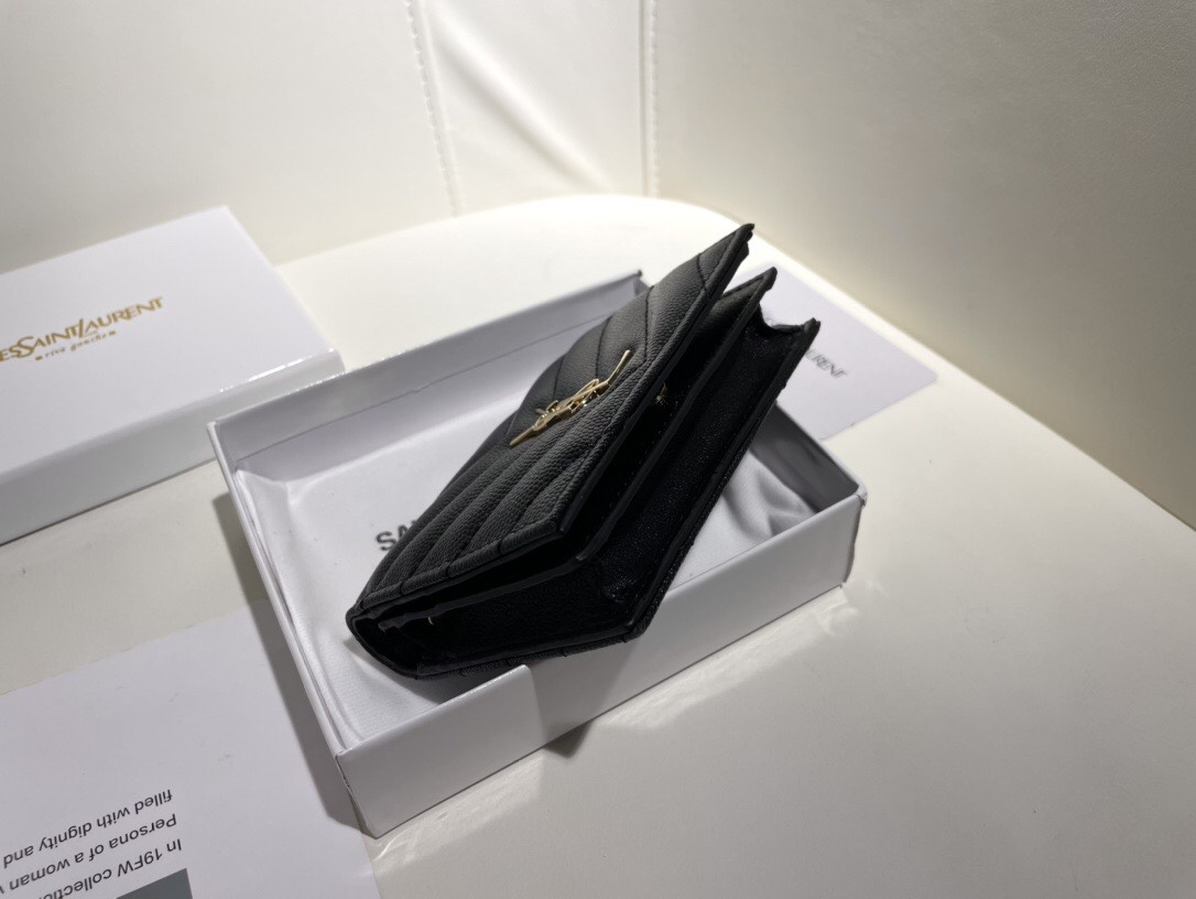 YSL Black Leather Wallet - Replica Luxury Bags™