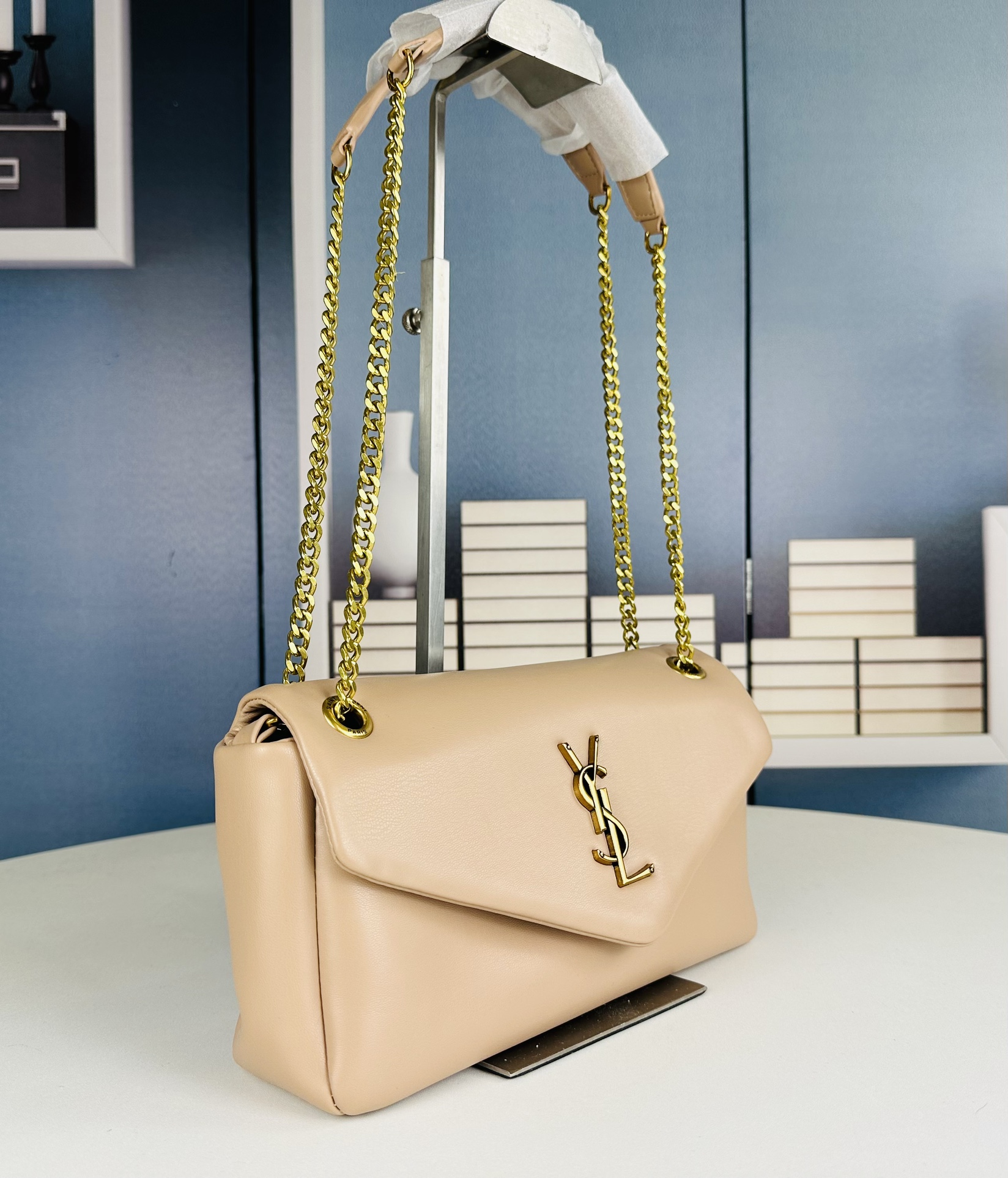 YSL Calypso Leather Chain  - Beige - Replica Luxury Bags™