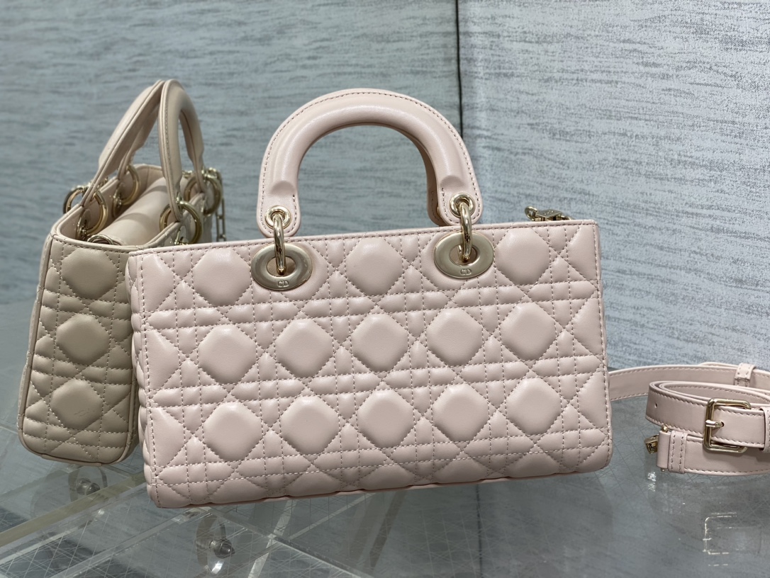 Dior Medium Lady D-Joy  | Powder Pink Cannage Lambskin - Replica Luxury Bags™